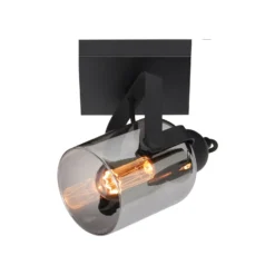 Fumoso downlight de techo, longitud 13,5 cm, negro/gris humo