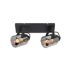 Fumoso downlight de techo, longitud 37 cm, negro/gris, 2 luces.