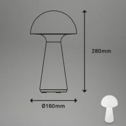 Fungo lámpara de mesa LED recargable, recargable, blanco
