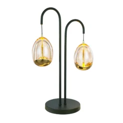 Golden Egg lámpara de mesa negro/ámbar 45 cm 2 luces metal/vidrio