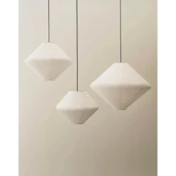 HAY Pantalla de lámpara Diamond, Ø 60 cm, blanca, papel/bambú