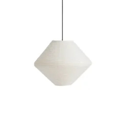 HAY Pantalla de lámpara Diamond, Ø50 cm, blanca, papel/bambú