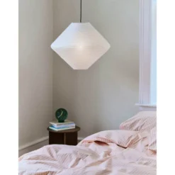 HAY Pantalla de lámpara Diamond, Ø50 cm, blanca, papel/bambú