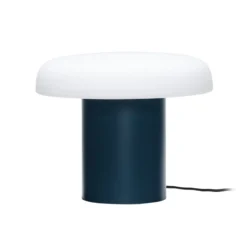 Hübsch Ateliers lámpara de mesa, azul oscuro, blanco, vidrio, hierro