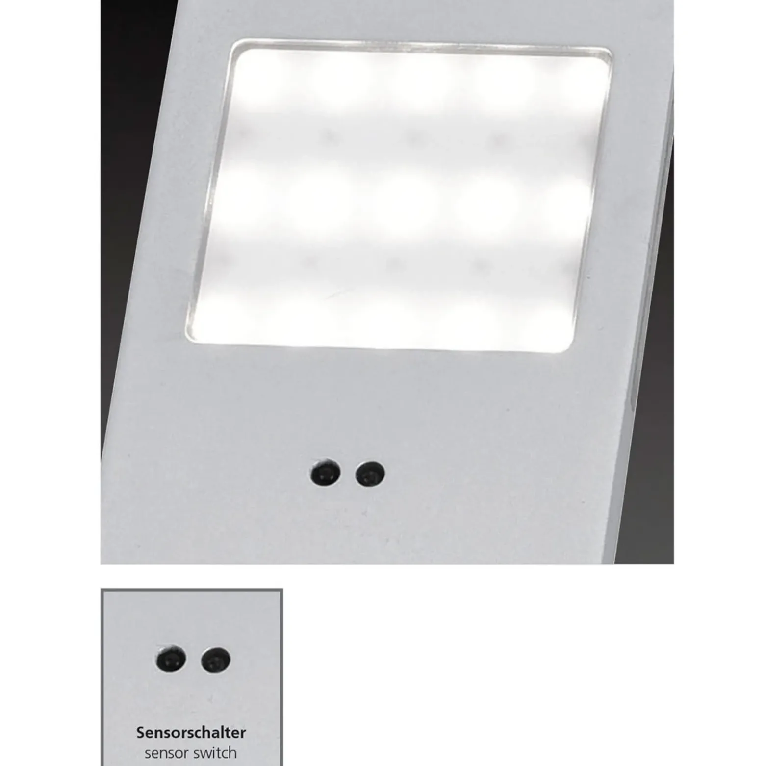 Helena lámpara de mueble LED, 19 x 7 cm, juego de 3, sensor, metal