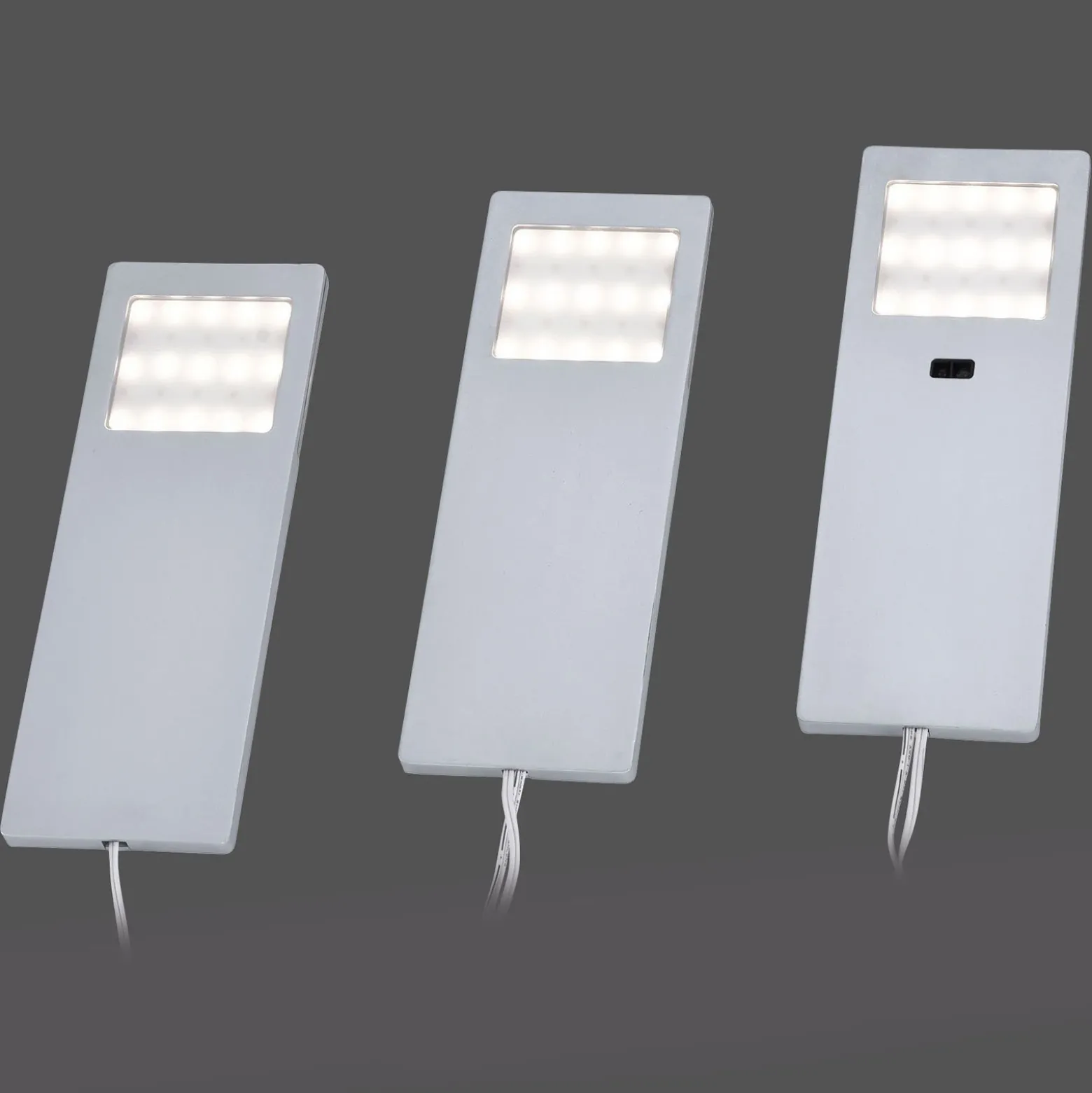 Helena lámpara de mueble LED, 19 x 7 cm, juego de 3, sensor, metal
