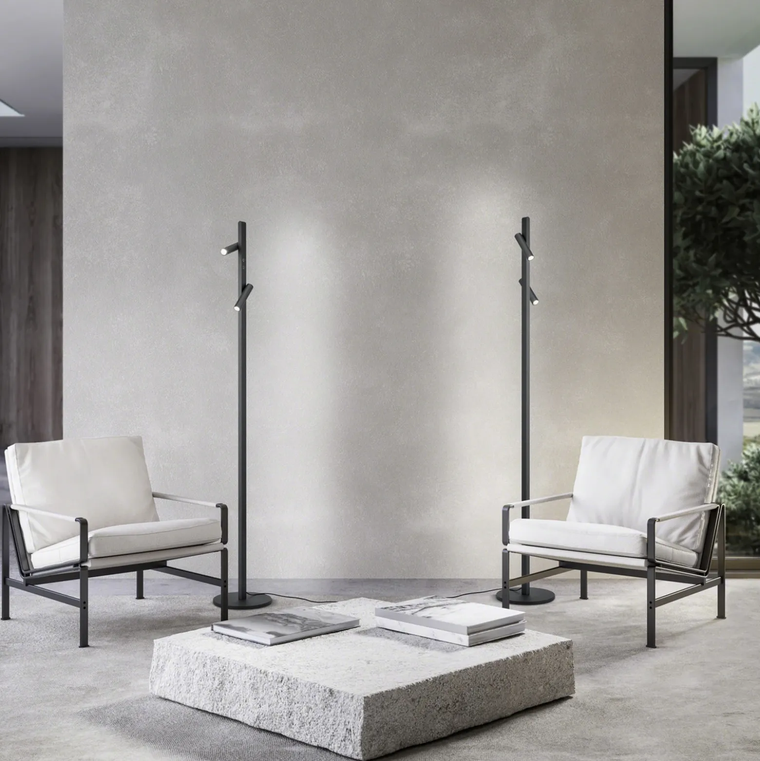 Helestra Coni lámpara pie LED 2 focos 160cm negro
