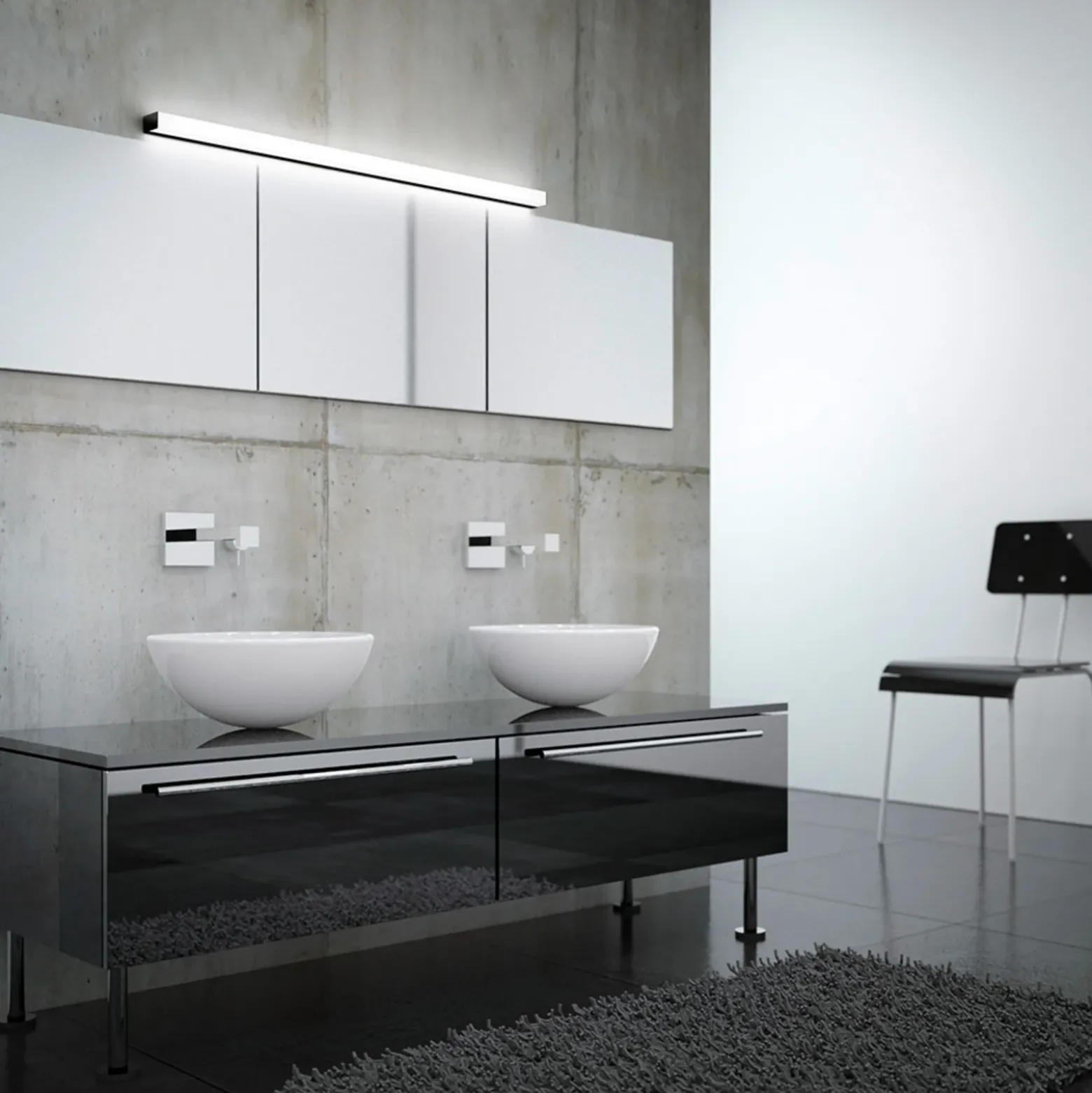 Helestra Lado lámpara de espejo LED negro 120 cm
