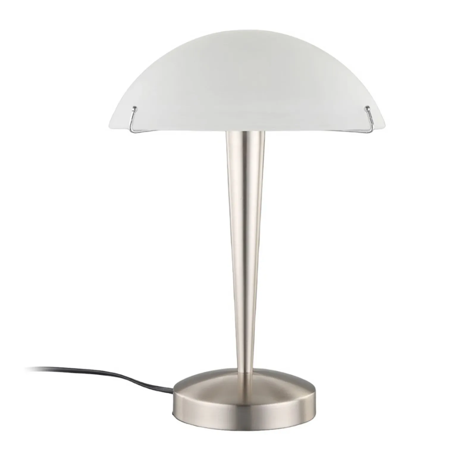 Hermosa lámpara de mesa Viola, níquel mate