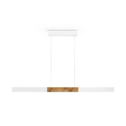 HerzBlut Lámpara colgante LED Lana del bianco, madera, atenuable