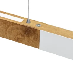 HerzBlut Lámpara colgante LED Lana del bianco, madera, atenuable