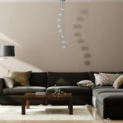 Ice Cube Lámpara colgante LED, 8 luces, cromo, cristal