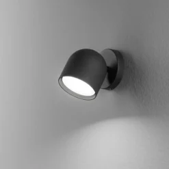 Ideal Lux aplique de pared Dodo negro 1 luz metal Ø 8,5 cm