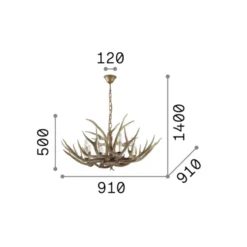 Ideal Lux Chalet lámpara de araña, beige, resina sintética, 8 luces