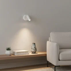 Ideal Lux Foco de pared LED Bean Redondo, blanco, metal, orientable