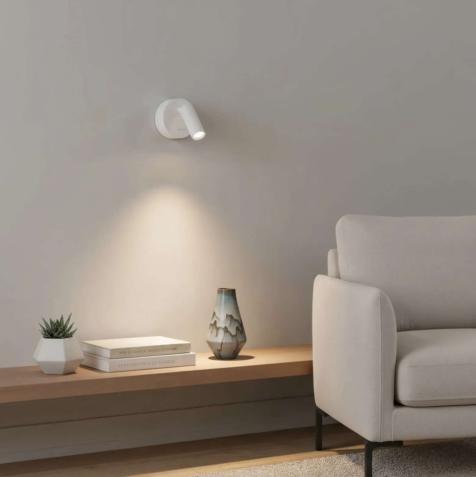 Ideal Lux Foco de pared LED Bean Redondo, blanco, metal, orientable