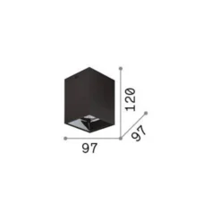 Ideal Lux LED downlight Nitro Square, negro, altura 12 cm