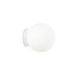 Ideal Lux Mapa aplique de pared, Ø 10 cm, cristal opal, blanco, globo