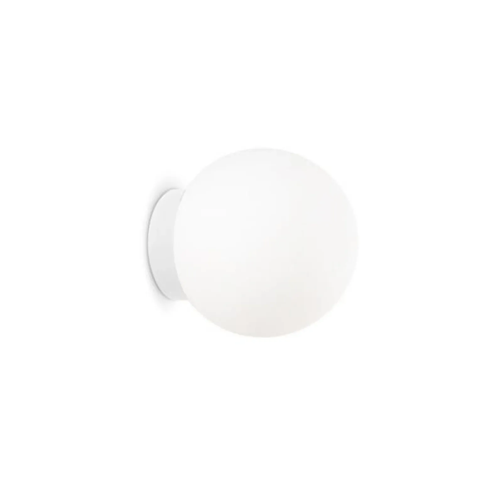 Ideal Lux Mapa aplique de pared, Ø 10 cm, cristal opal, blanco, globo