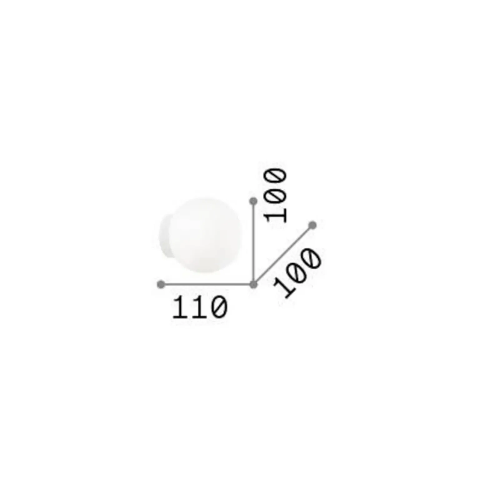 Ideal Lux Mapa aplique de pared, Ø 10 cm, cristal opal, blanco, globo