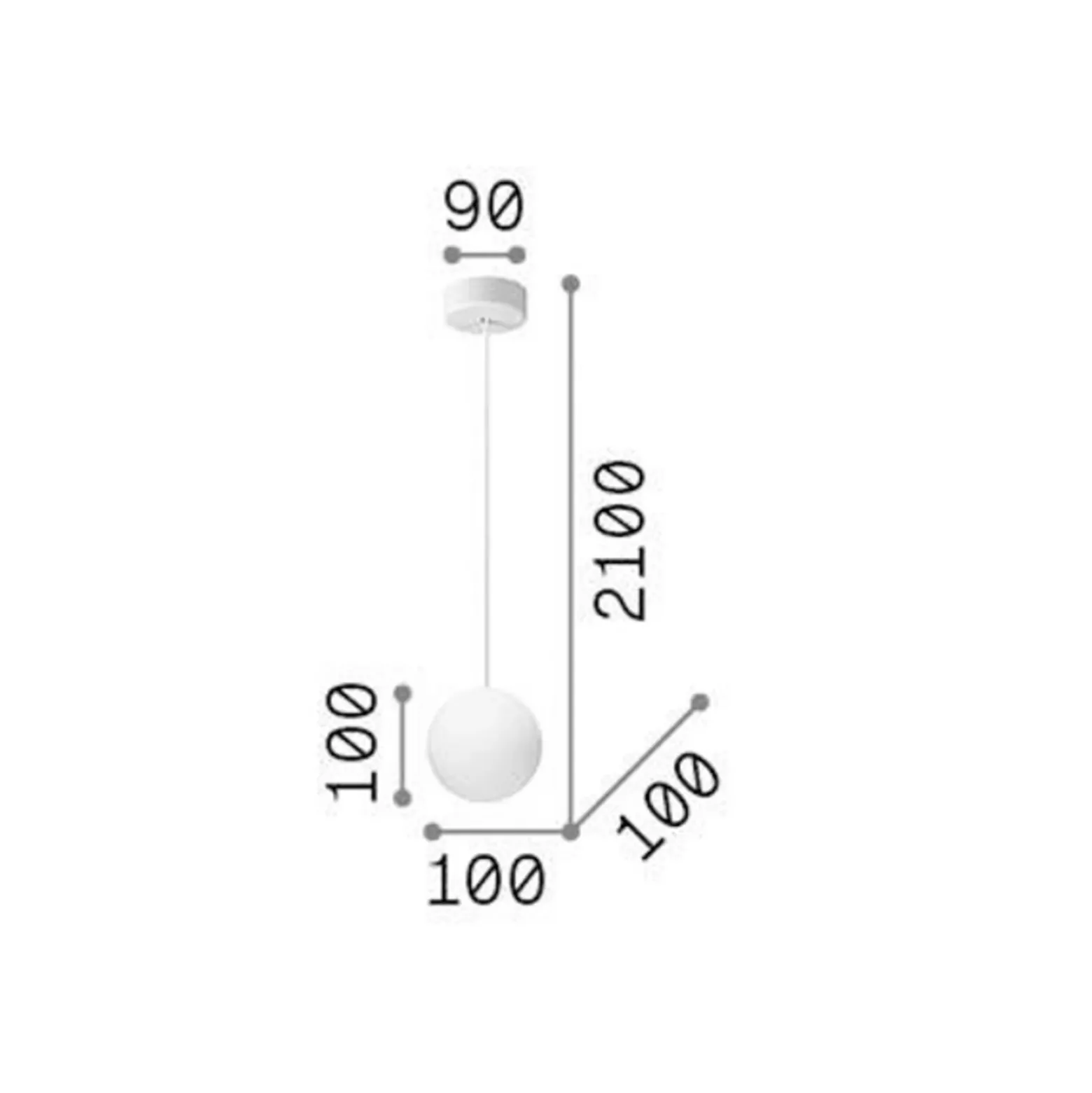 Ideal Lux Mapa lámpara colgante, Ø 10 cm, cristal opal, globo