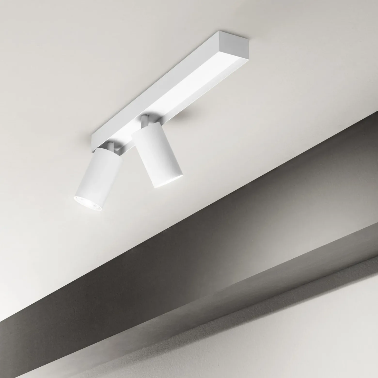 Ideal Lux Profilo downlight de techo, blanco, 2 luces, metal