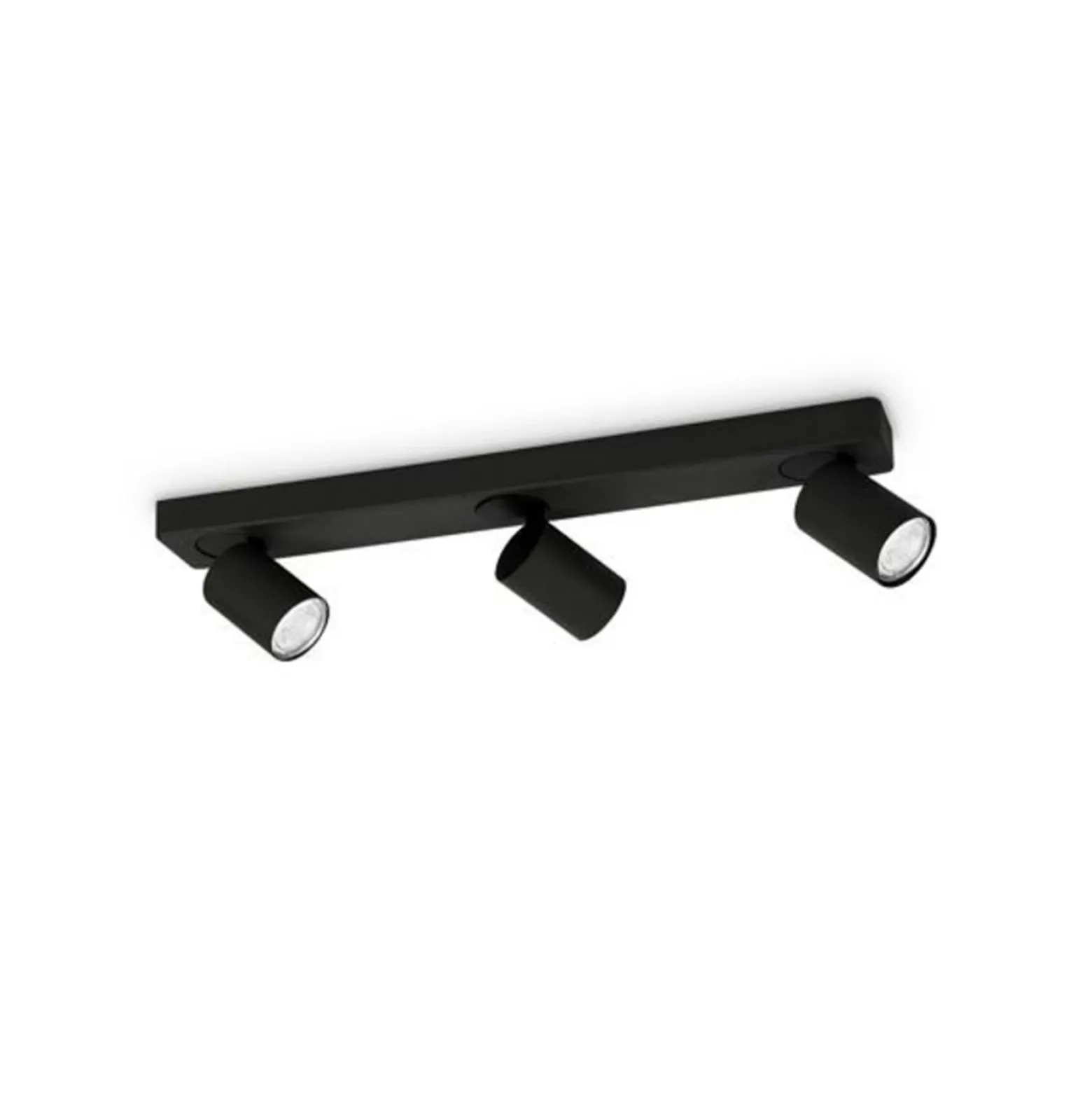 Ideal Lux Rudy Round downlight de techo, negro, 3 luces, metal