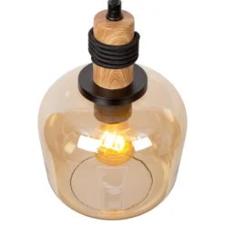 Ilona lámpara colgante, cristal, negro/ámbar, 3 luces