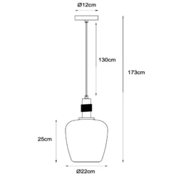 Ilona lámpara colgante, cristal, Ø 22 cm, negro/ámbar, 1 luz