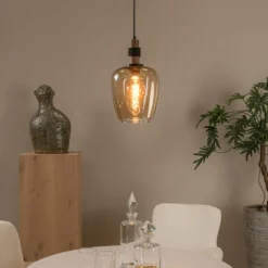 Ilona lámpara colgante, cristal, Ø 22 cm, negro/ámbar, 1 luz