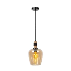 Ilona lámpara colgante, cristal, Ø 22 cm, negro/ámbar, 1 luz