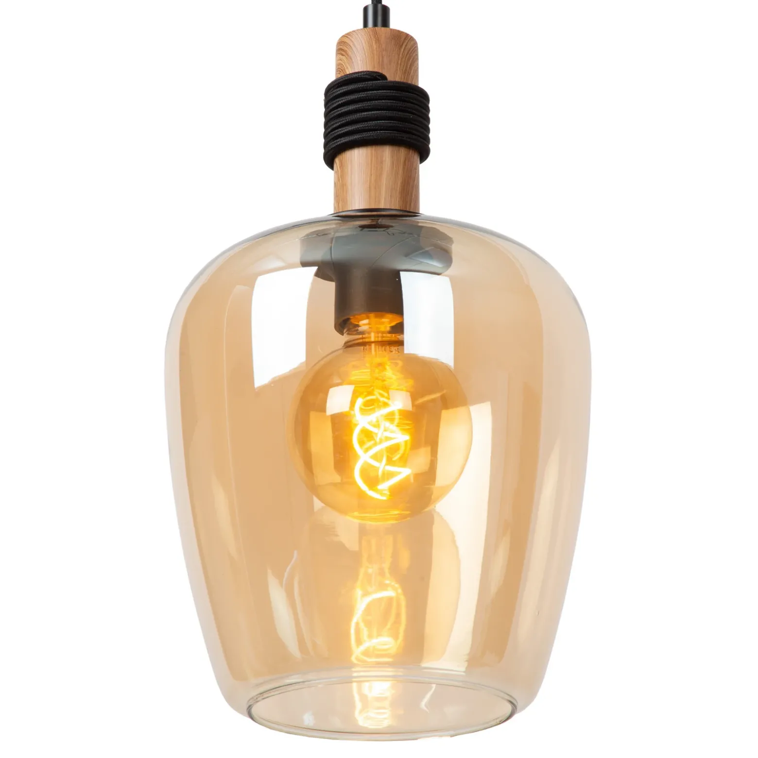 Ilona lámpara colgante, cristal, Ø 22 cm, negro/ámbar, 1 luz