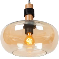 Ilona lámpara colgante, cristal, Ø 30 cm, negro/ámbar, 1 luz