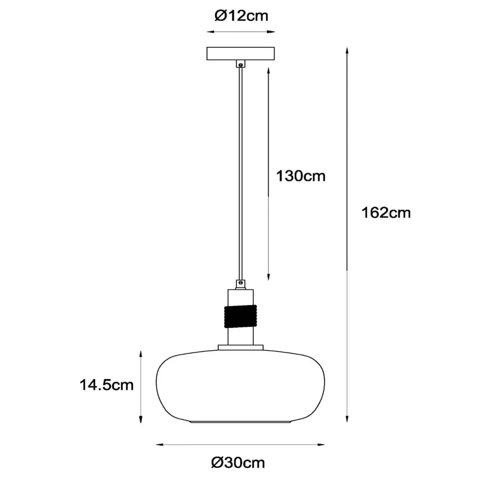 Ilona lámpara colgante, cristal, Ø 30 cm, negro/ámbar, 1 luz