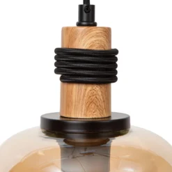 Ilona lámpara colgante, cristal, negro/ámbar, 3 luces