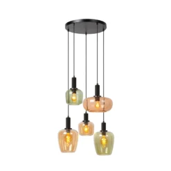 Ilona lámpara colgante, cristal, multicolor, Ø 45 cm, 5 luces