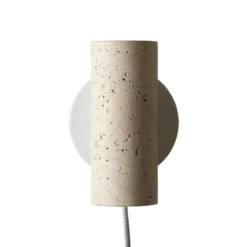 IT'S ABOUT ROMI Aplique de pared Tivoli, blanco, travertino, enchufe