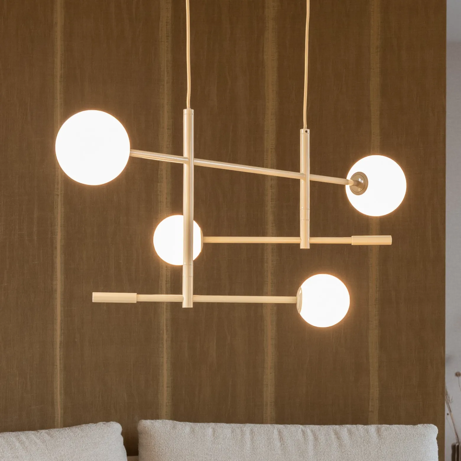 IT'S ABOUT ROMI Lámpara colgante Copenhagen, beige, cristal, giratoria
