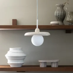 IT'S ABOUT ROMI Lámpara colgante Tivoli, Ø 25 cm, blanca, travertino