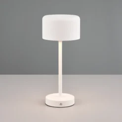 Jeff lámpara de mesa LED recargable, blanco mate, altura 30 cm, metal