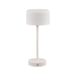 Jeff lámpara de mesa LED recargable, blanco mate, altura 30 cm, metal