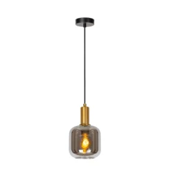 Joanet lámpara colgante, Ø 16 cm, 1 luz, cristal, negro
