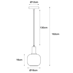 Joanet lámpara colgante, Ø 16 cm, 1 luz, cristal, negro