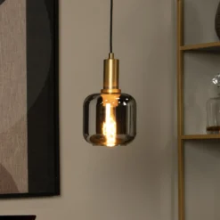 Joanet lámpara colgante, Ø 16 cm, 1 luz, cristal, negro