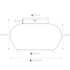 Judi plafón de cristal, Ø 30,5 cm