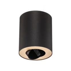 Juego de downlights, negro/dorado, 12 cm de altura, orientables, GU10