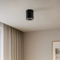Juego de downlights, negro/plata, 12 cm, orientables, GU10