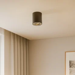 Juego de downlights, negro/plata, 12 cm, orientables, GU10