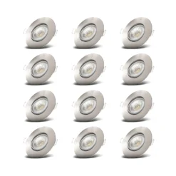 Juego de 12 focos empotrables LED Slide, níquel mate, 3000 K