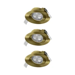 Juego de 3 focos empotrables LED de OSRAM, clickdim, 40°, latón, Ø 9 cm